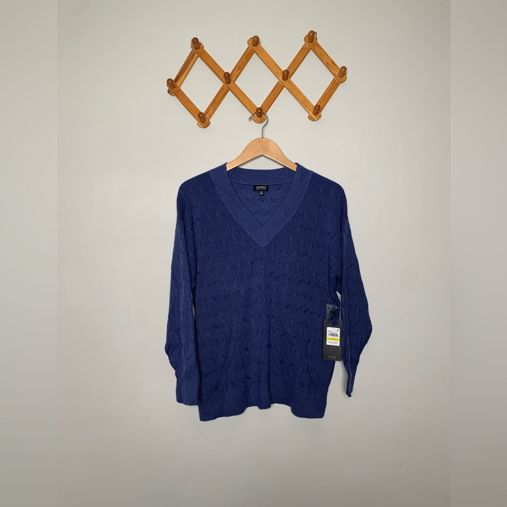 NWT Women’s Jones New York Navy/Mineral Blue 80s/90s Style Sweater SZ M